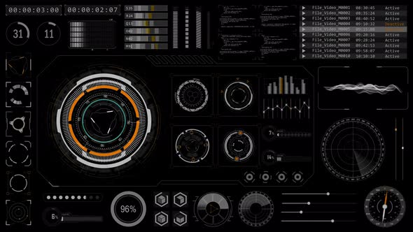 HUD technology interface screen with futuristic element abstract background alpha channel included