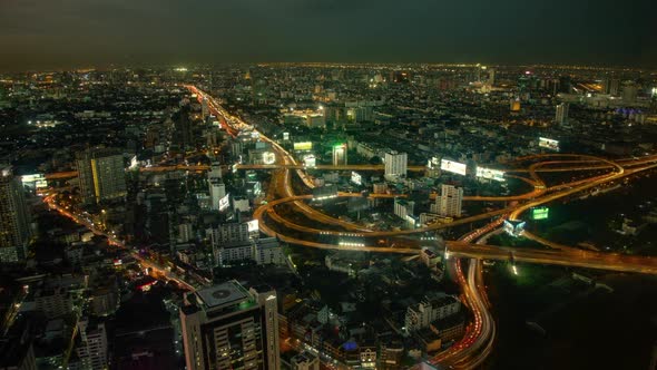 Bangkok Thailand At Night Time Lapse