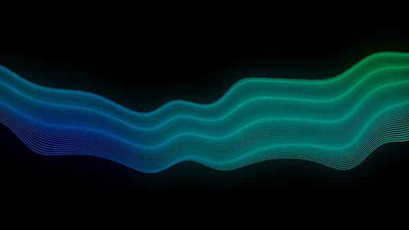 Glowing Green Blue Digital Particle Line Wave Animation