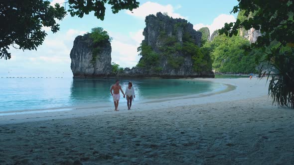 Koh Hong Island Krabi Thailand a Couple of Men and Women on the Beach of Koh Hong