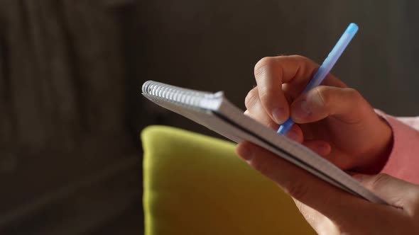 Closeup Tracking Shot of Unrecognizable Businessman Businessman Making Appointments Daily Tasks in