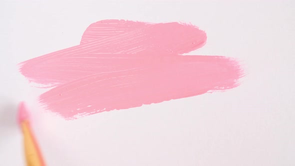 Abstract Brushstrokes of Pink Paint Brush Applied Isolated on a White Background