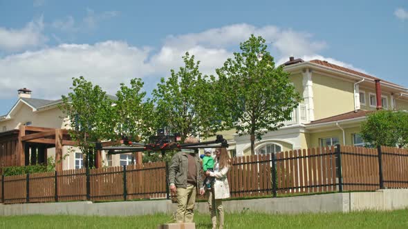 Drone Delivering a Package to Customers