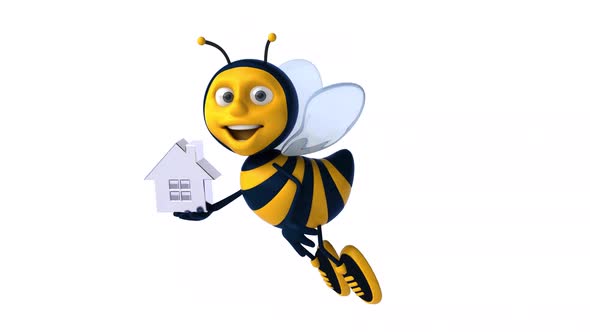 Fun 3D cartoon bee animation with alpha