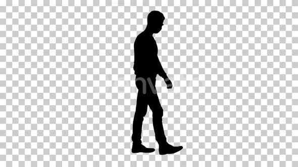 Silhouette Man Walking, Alpha Channel alt