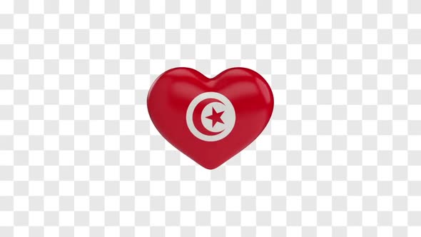 Tunisia Flag on a Rotating 3D Heart