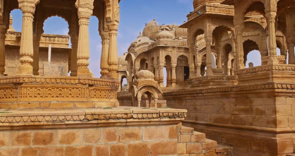 Bada Bagh Cenotaphs Hindu Tomb Mausoleum Made of Sandstone in Indian Thar Desert