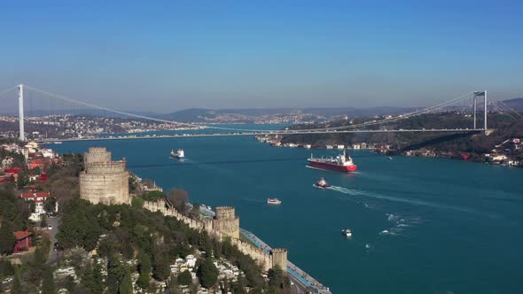Istanbul Bebek Bosphorus Bridge Rumeli Fortress Aerial View