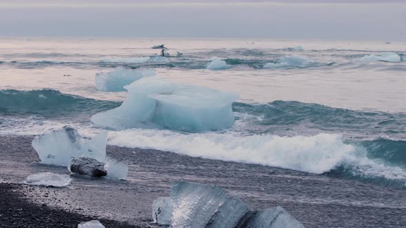 Iceland Black Sand Beach Icebergs