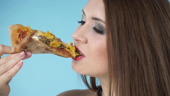 Woman Eating Pizza