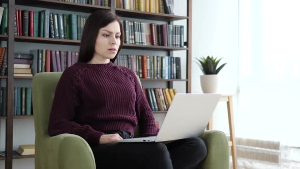 Loss Frustrated Woman Working on Laptop