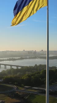 Vertical Video National Flag of Ukraine By Day