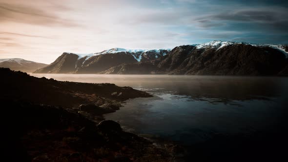 Mountains and Fjords at Norway Landscape