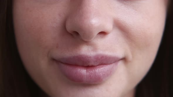 Lip Plumping Female Beauty Macro View Portrait