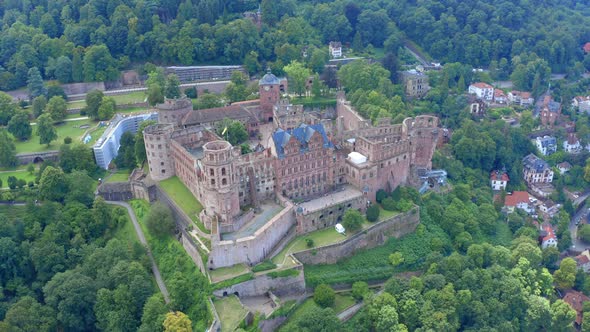 Aerial view of Heidelberg Castle, Germany