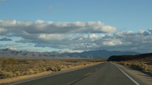 Road Trip Driving Auto From Death Valley to Las Vegas Nevada USA