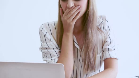 Blonde Business Woman Working at Modern Office