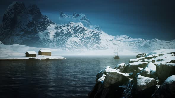 Snow Covered Mountains in Northern Ocean