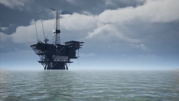 Large Pacific Ocean Offshore Oil Rig Drilling Platform