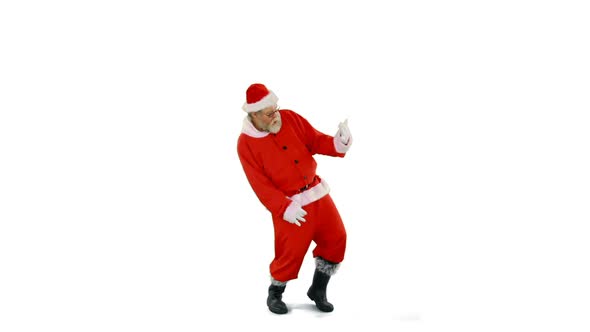 Santa claus dancing against white background