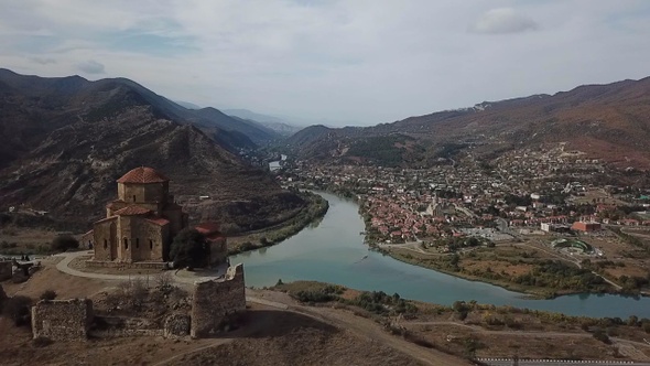 Jvari Monastery, Georgia. Aerial