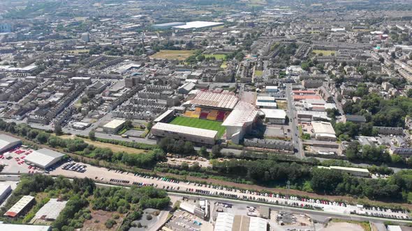 Aerial footage of the British West Yorkshire town of Bradford