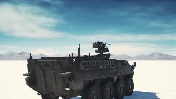 Military Tank in the White Desert