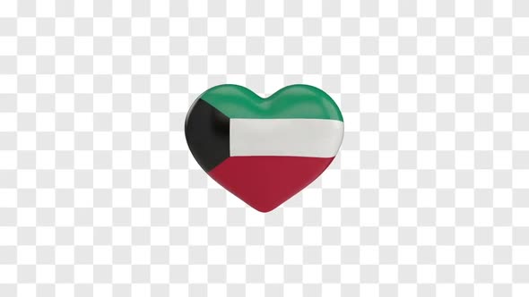 Kuwait Flag on a Rotating 3D Heart