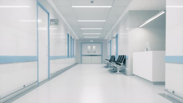 Empty Modern Hospital Corridor Interior