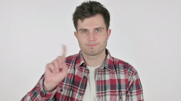 Portrait of Young Man Showing No Sign By Finger