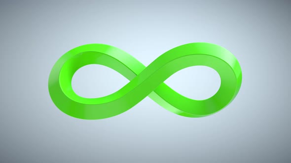 Infinity green sign on grey background