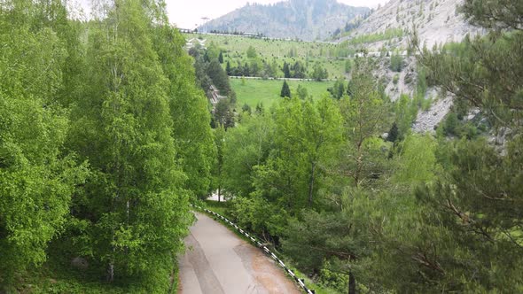 Aerial Medeo Dam in the Mountain in Almaty