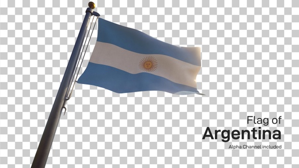 Argentina Flag on a Flagpole with Alpha-Channel