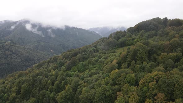 Nature of Ukraine: Carpathian Mountains Slow Motion. Aerial View