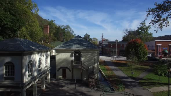 Aerial views of Berkeley Springs, WV revealing the intimacy and grandness of the mountains and count