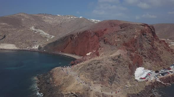 Aerial View of Red Beach, Santorini Island