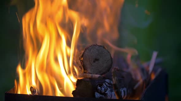 Firewood Burning in the Furnace