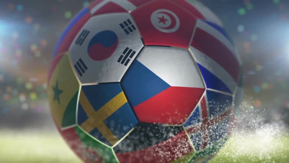 Czech Republic Flag on a Soccer Ball - Football in Stadium