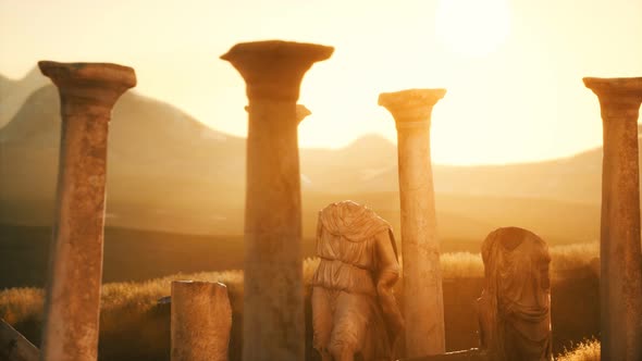 Old Greek Temple Ruins at Sunset alt