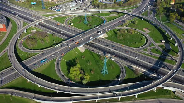 Freeway Intersection Traffic Trails in Moscow