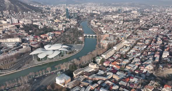 Public Service Hall and Baratashvili Bridge in the center of Tbilisi. Georgia