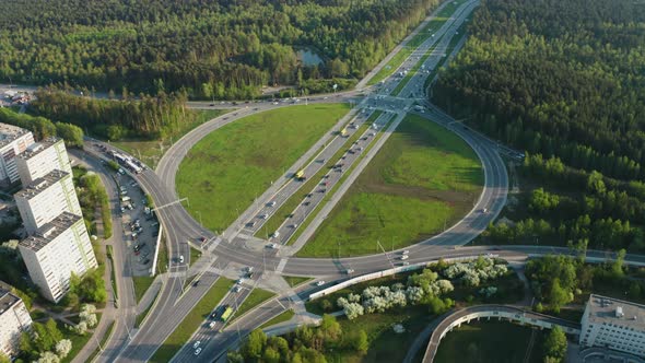 Aerial View of a Car Interchange