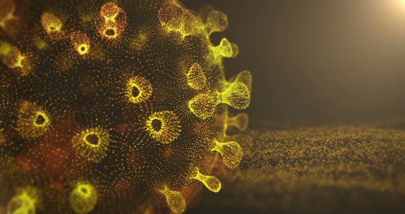 Covid Corona Virus Microbe Spinning With Particles Background 4K