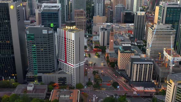 Aerial View Of King George Square In Brisbane Central Business District, QLD Australia.