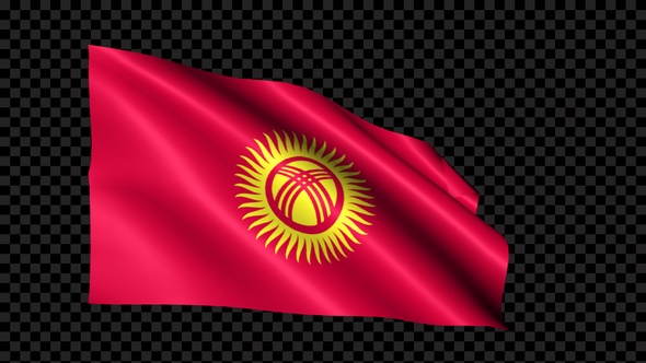 Kyrgyzstan Flag Blowing In The Wind