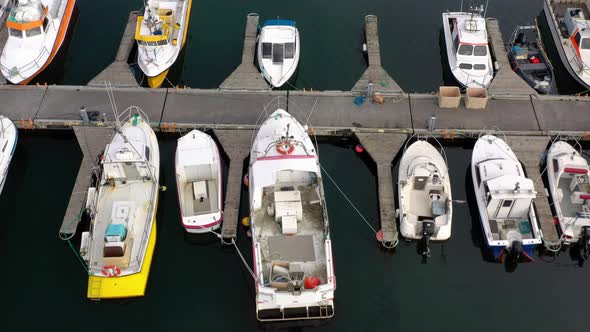 Marina With Fishing Vessels And Pleasure Boats. - aerial