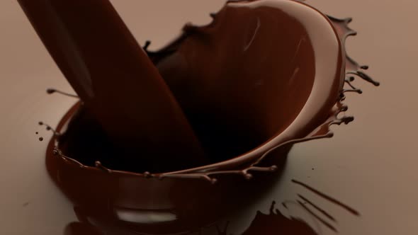 Super Slow Motion Detail Shot of Pouring Melted Chocolate at 1000 Fps