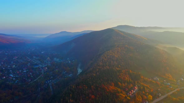 Aerial Drone Video Flying Over Carpathians Mountains, Ukraine, Europe