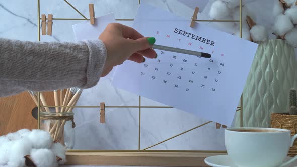 SEPTEMBER CALENDAR Cards and Posters Mock Ups on Grid Board