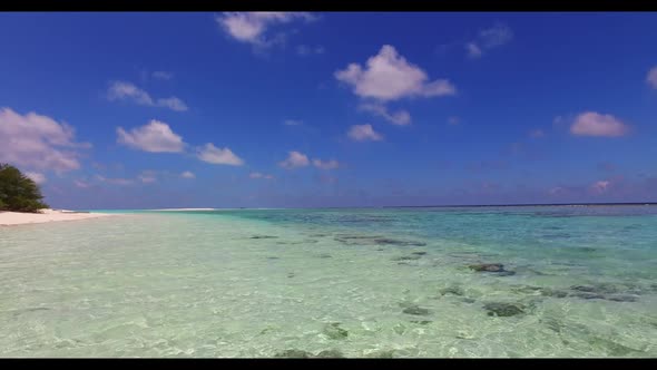 Aerial top down seascape of marine bay beach holiday by shallow sea and clean sand background of adv